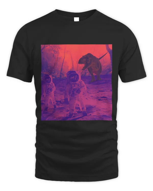 Vintage Jurassic Moon Astronauts Run From T Rex Retro