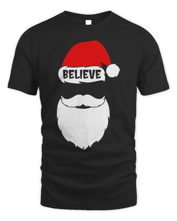 Believe Quote On Santa Hat Mustache Family Reunion Christmas 3
