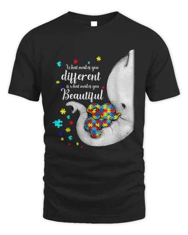 What Makes You Different Elephant Mom Autism Child Awareness Shirt