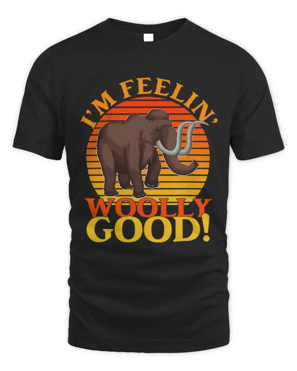 Kids Funny Prehistoric Mammoth Im Feelin Woolly Good Retro