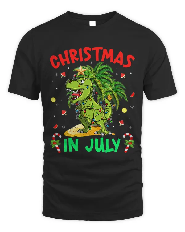 Christmas In July Dinosaur Boys Kids Girls Summer Vacation