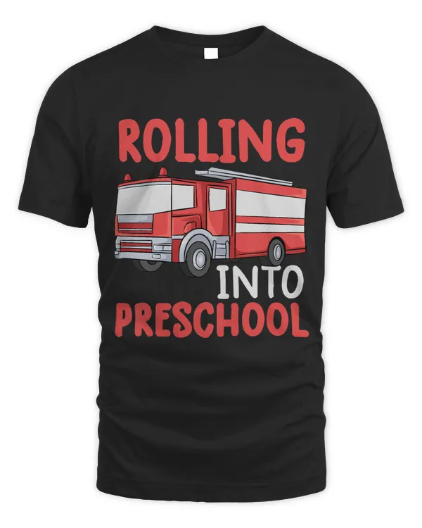 Kids Rolling Into Preschool Fire Truck Fireman PreK First Day