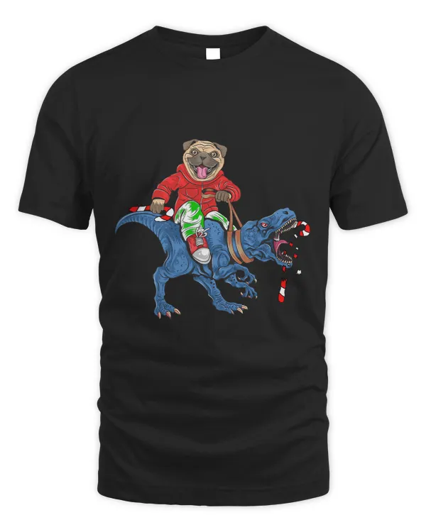 Christmas Pug Riding a Dinosaur Funny Dog Christmas