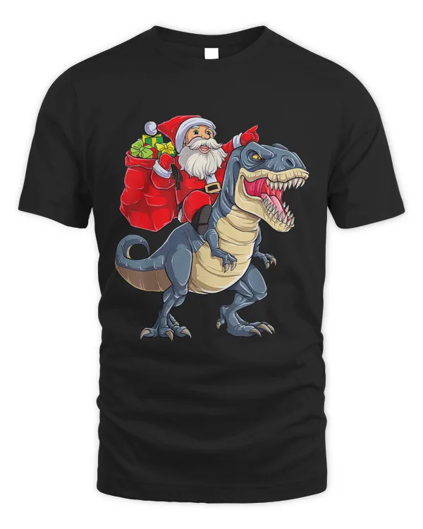 Christmas Santa Riding Dinosaur
