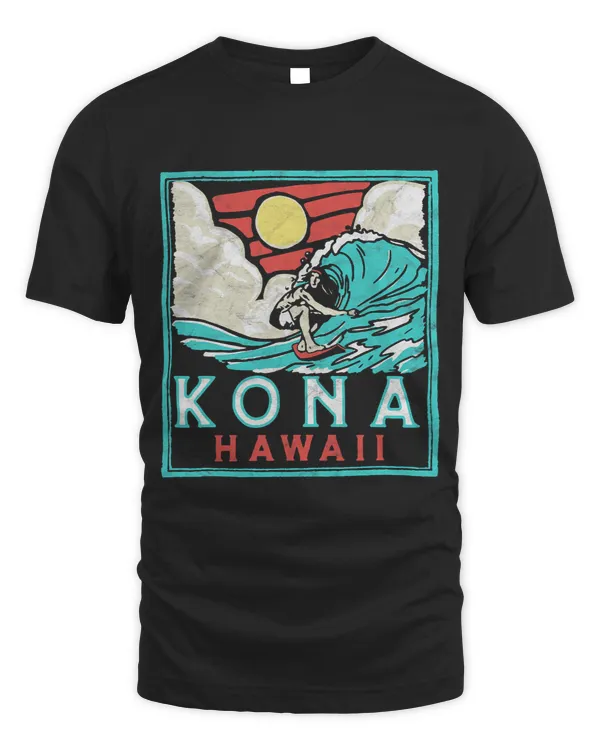 Kona Hawaii Vintage Surfer Retro 80s Surf Vibe Beach Design