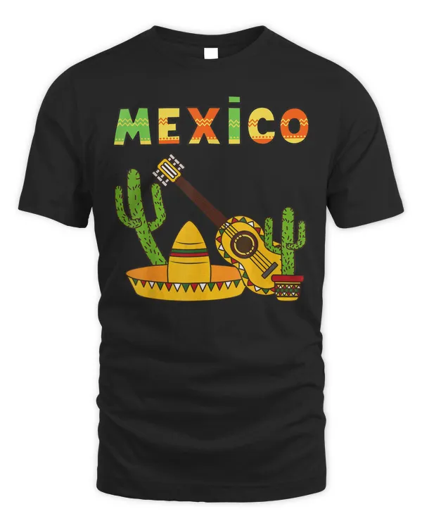 Viva Mexico Boy Girl Maracas Guitar Mexican Independence Art Shirt