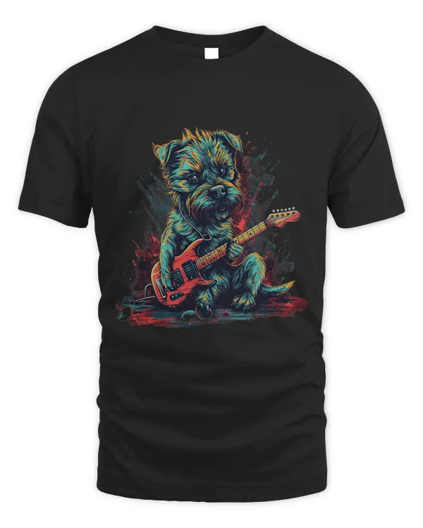 Electric Guitar Rock Music Border Terrier Dog