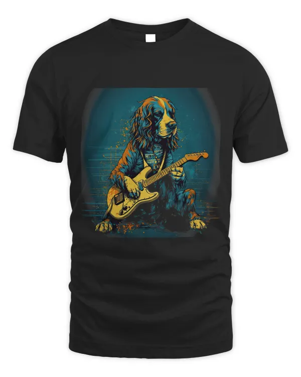 Electric Guitar Rock Music English Springer Spaniel Dog 1