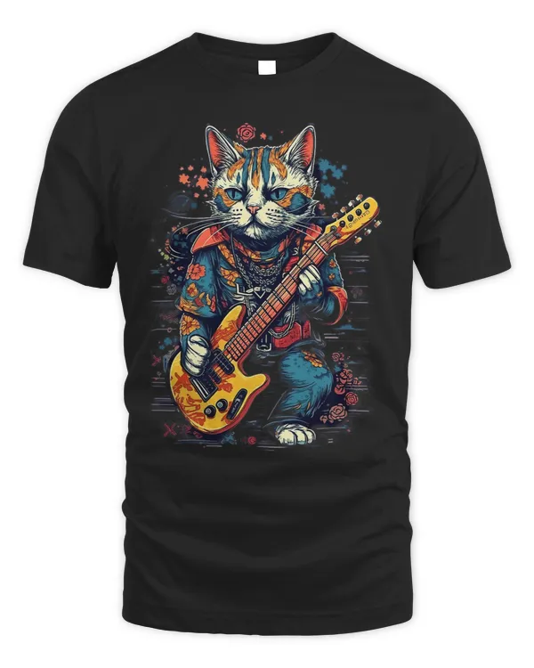 Electric Guitar Rock Music Maneki Neko Cat