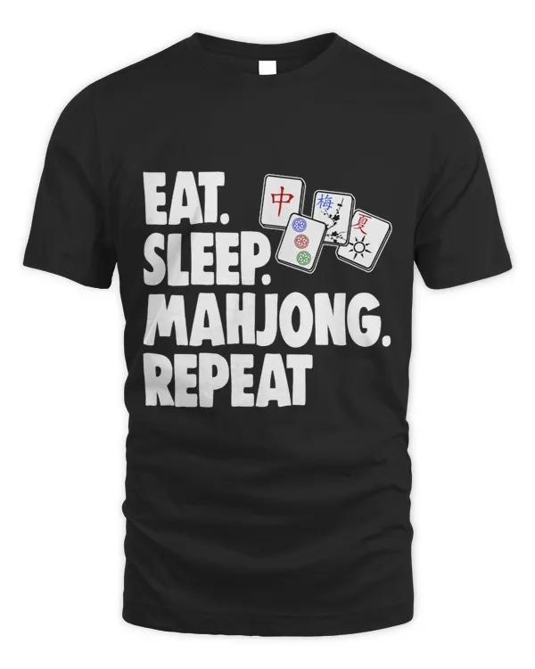Funny Eat Sleep Mahjong Repeat Shirt Women Game Lovers Gifts