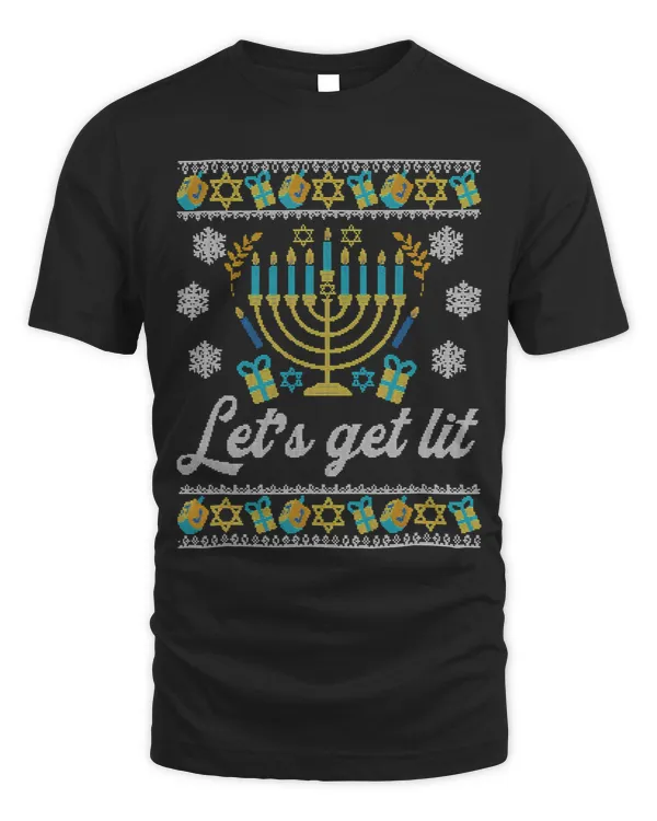 Lets Get Lit Ugly Hanukkah Channukah