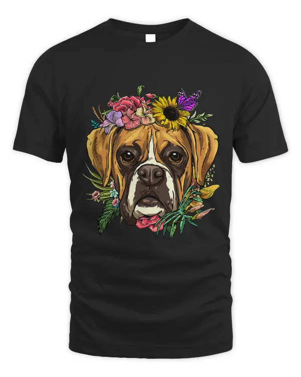 Floral Boxer Dog Botanical Plant Flower Pet Boxer Dog Lover