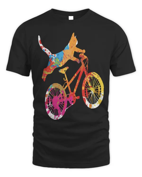Colorful freestyle orange tabby cat nohand BMX cycle trick