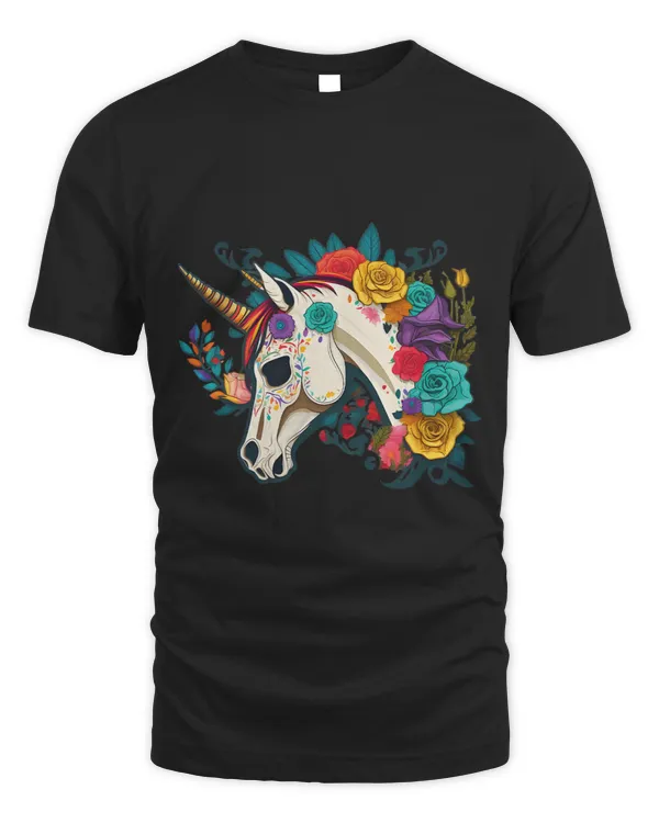 Funny Cinco De Mayo Skull Unicorn With Flowers Graphic Idea