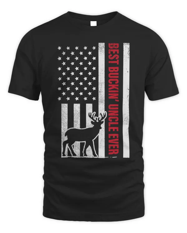 Mens Best Buckin Uncle American Flag Buck Hunting Hunter Gift