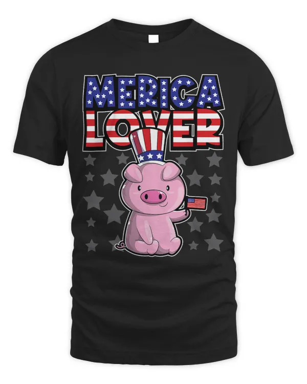 Merica Lover 2Happy Fourth Of July 2Piglet USA Flag