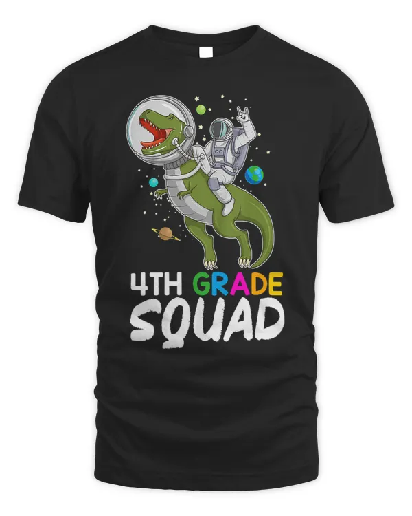 4th Grade Squad Astronaut Riding TRex Funny Space Teacher