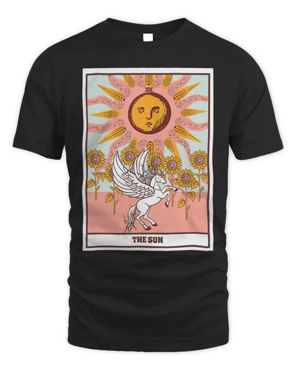 Fortune Telling Tarot Card Sun Sunflowers and White Pegasus
