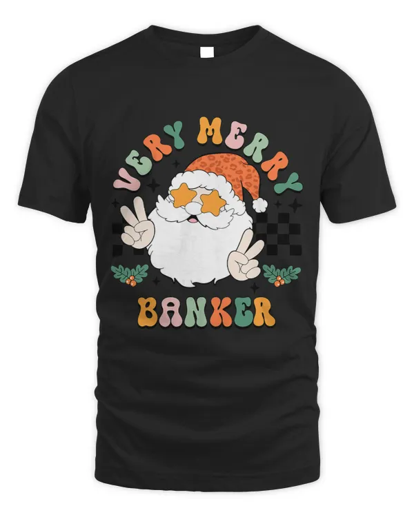 Banker Gifts Very Merry Banker Groovy Retro Christmas Banker Pajamas