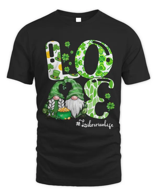 Librarian Job LOVE Librarian Funny Couple Gnomes Patricks Day Shamrocks