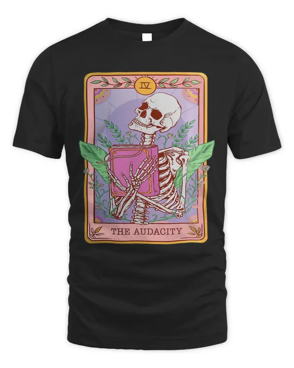 Retro Skeleton Reading Book The Audacity Plants Tarot Card