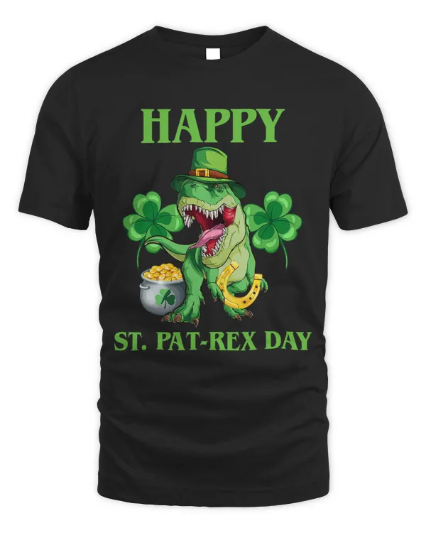 St Patricks Day Tee Shamrock Shirt Funny St Pat Rex Day Boys