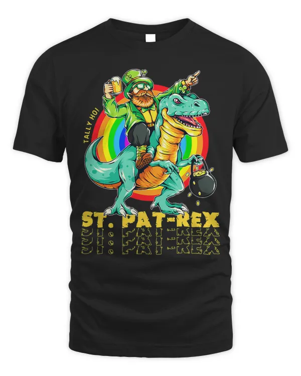 St. Patricks Day Leprechaun Riding Tyrannosaurus Rex