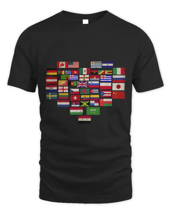 International Country Flags Traveling Heart World Flags