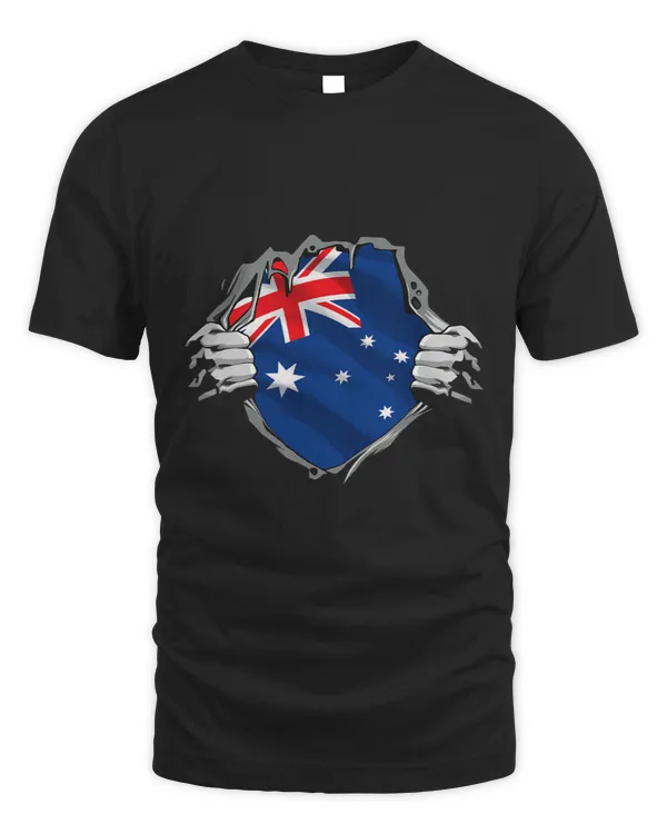 Superhero Australia Flag Aussie Hands Opening Shirt Chest
