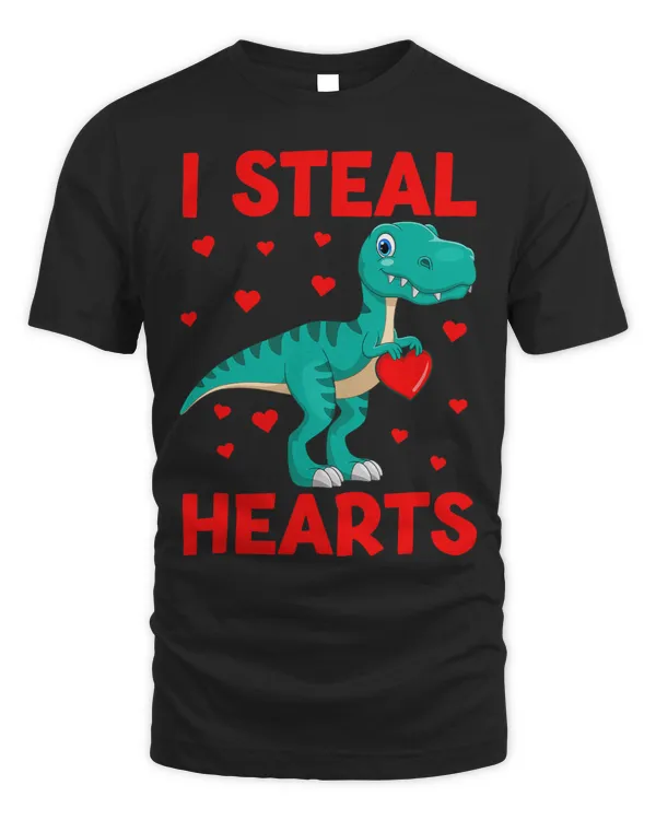 I Steal Hearts Dinosaur Valentines Day Apparel Boys Kids Rex
