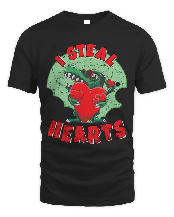 I Steal Hearts T Rex Dinosaur Boy Kids Valentines Day Dino