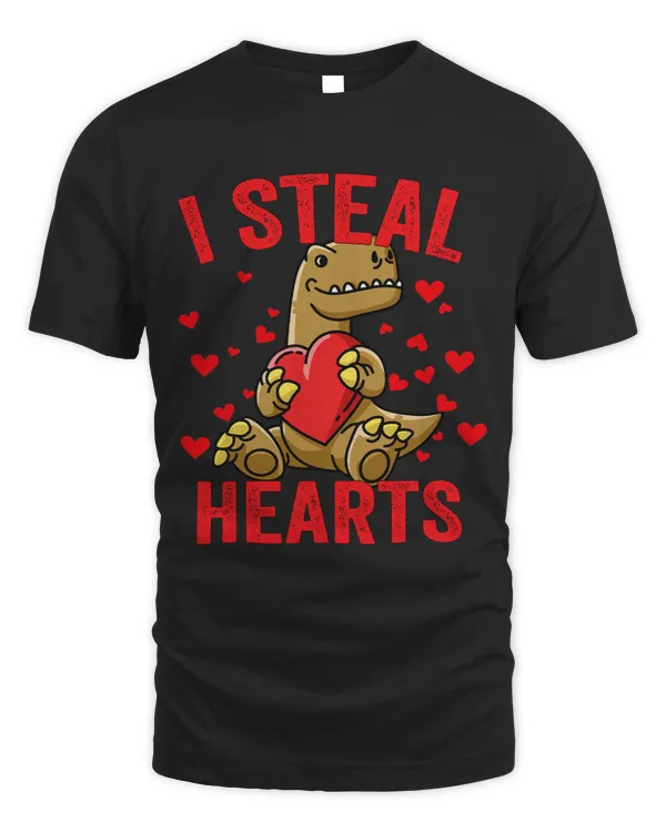 I Steal Hearts Trex Valentines Day Dinosaur Boys Girls