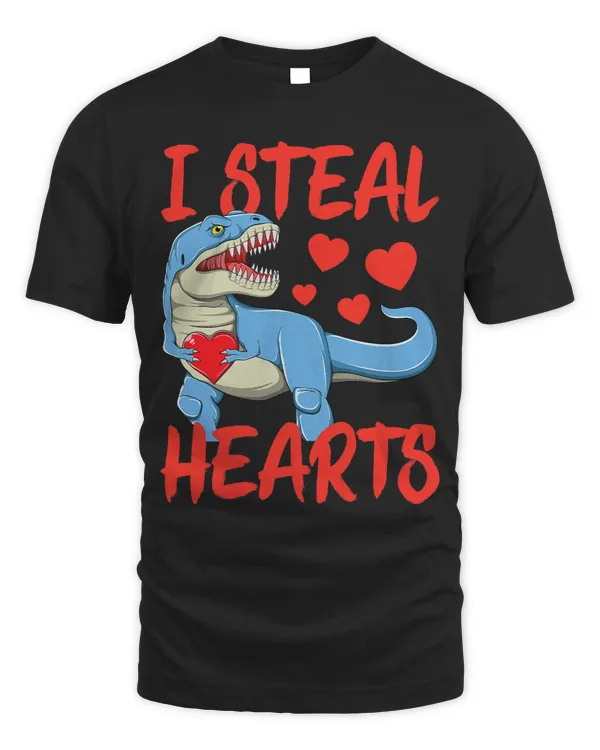I Steal Hearts Valentines Day T Rex Dinosaur Kids Boys Dino