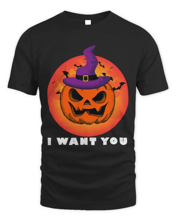 pumkin with witch hat and red moon bat hallowen scary