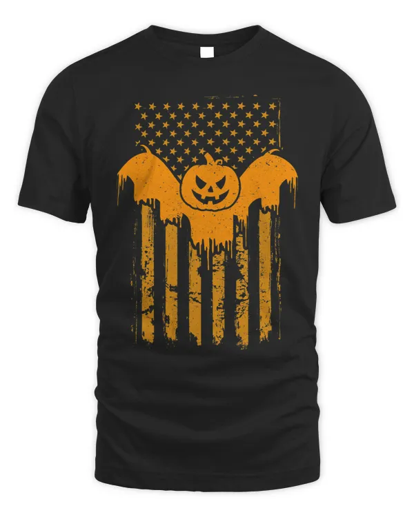 Pumpkin Bat American Flag Retro Vintage Halloween Costume