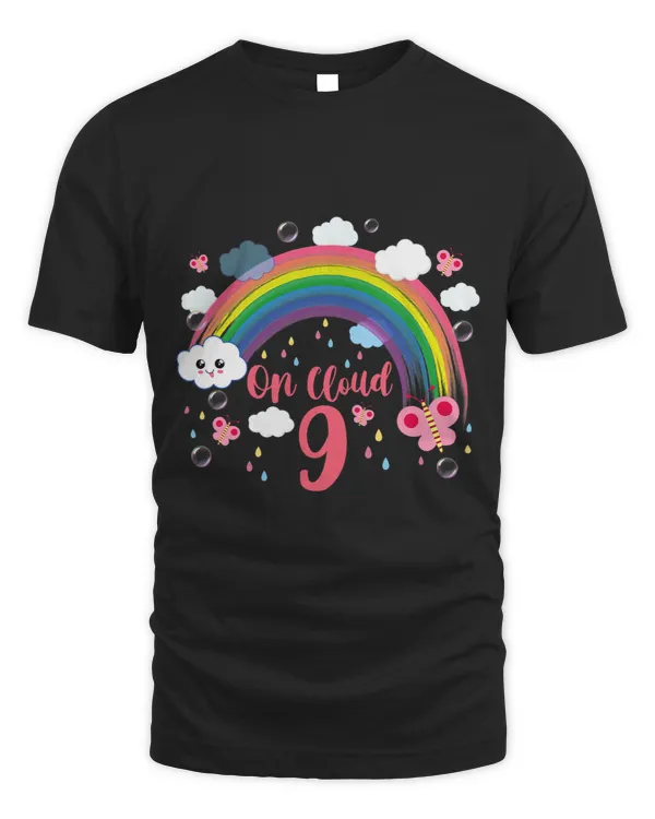 Rainbow On Cloud Nine Flower Happy 9th Birthday 9 Years Old