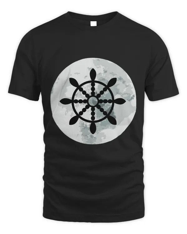 Dharma Wheel Buddhist Symbol Moon