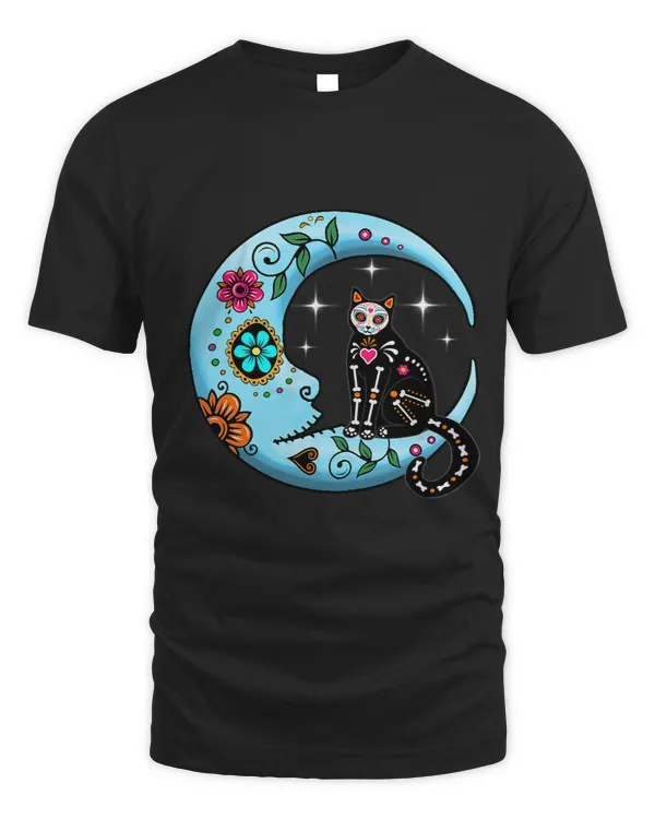 Cat Moon Sugar Skull Funny Dia de Los Muertos Day Of Dead