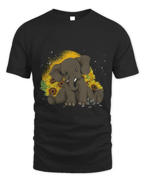 Africa Safari Animal Sunflower Yellow Flower Baby Elephant