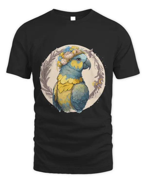 Yellow Blue Ara Macaw Flower Crown Parrot Parakeet Bird