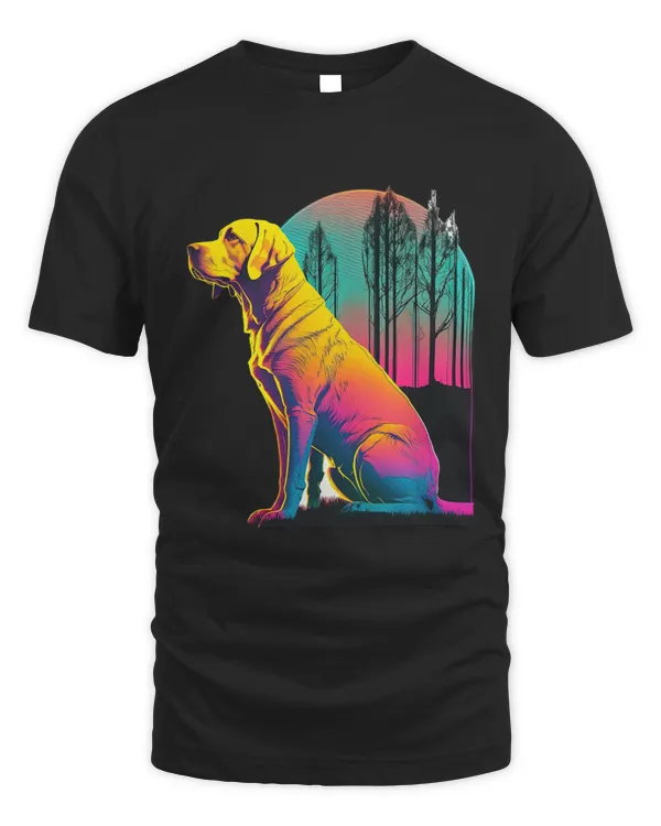 Yellow Labrador Synthwave 80s Retrowave Aesthetic