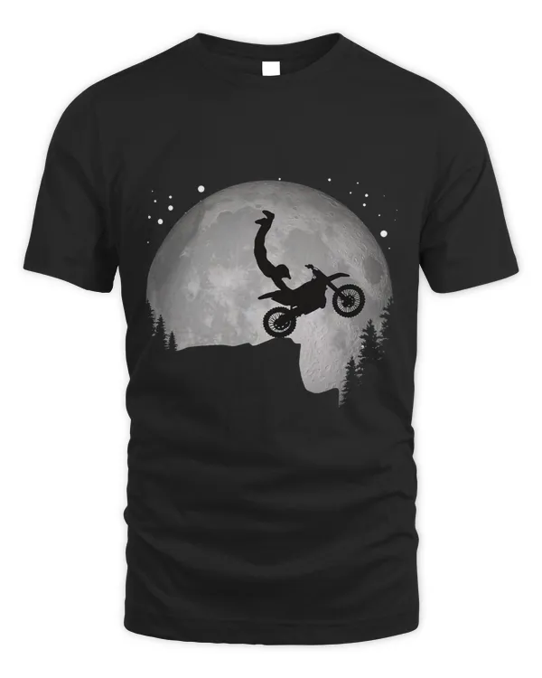 Cool Motocross Racing Dirt Bike Cliff Jump the Moon Sunset