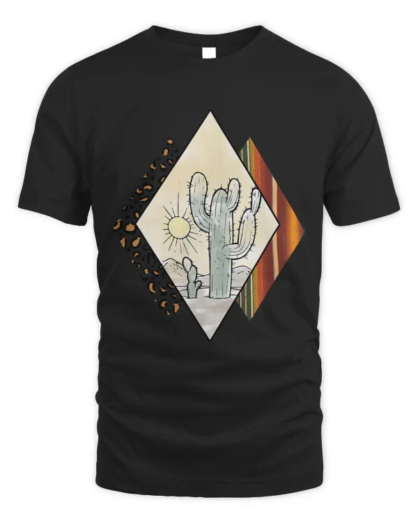 Cactus Sun Set Cheetah Funny Graphic Shirt Western Cowboy