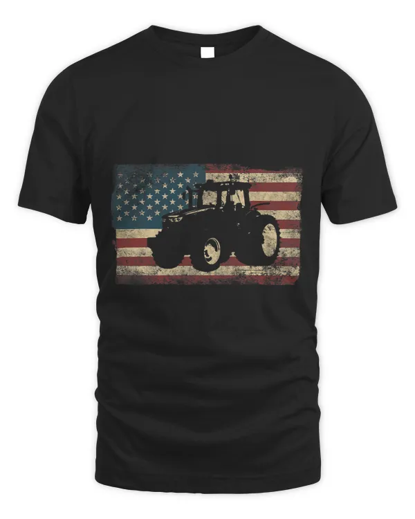 Farming Farmer American Flag Us Tractor Vintage