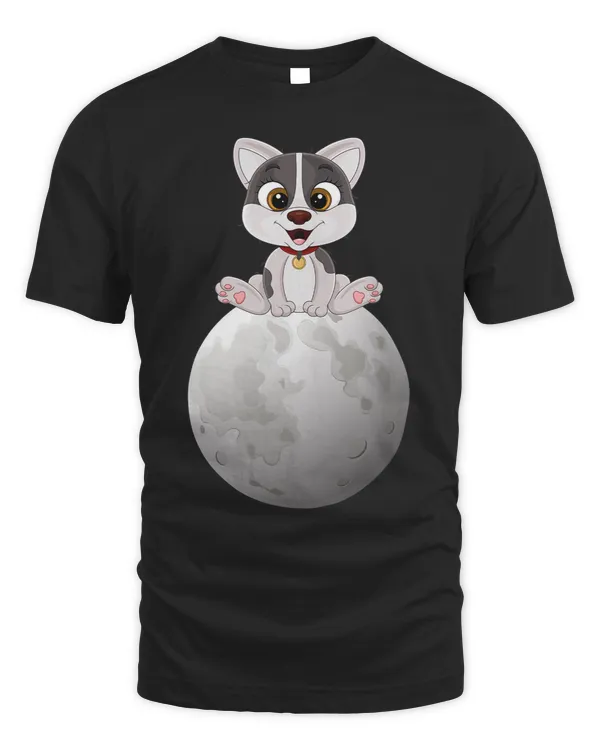 Cute Baby Dog Sitting On Moon