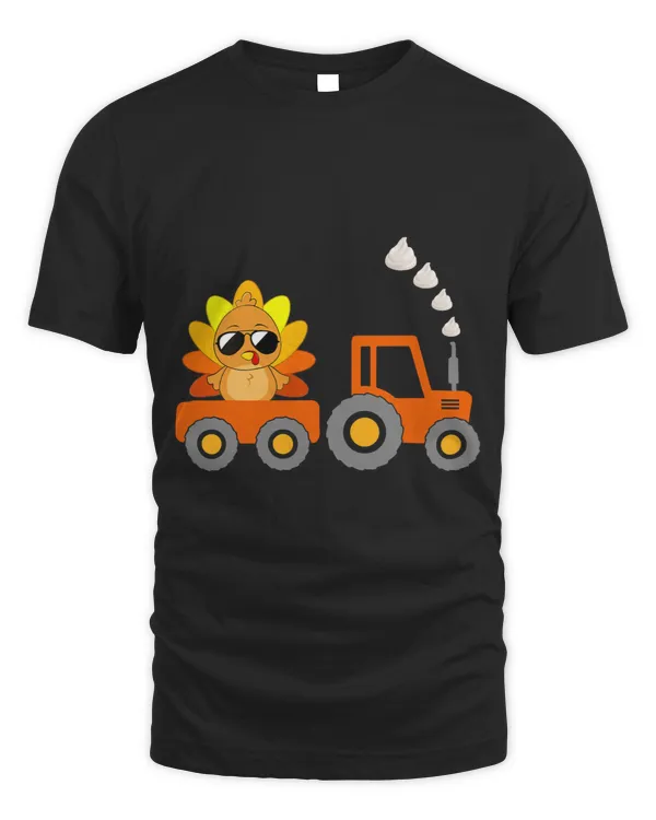 Cute Boys Turkey Tractor Pie Thanksgiving Day Farmer Kids