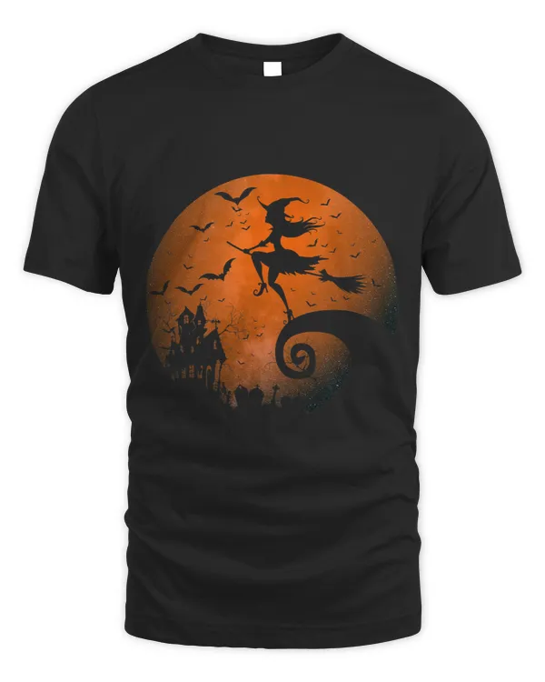 Frequent Flyer Witch Her Broom Haunted House Creepy Moon22