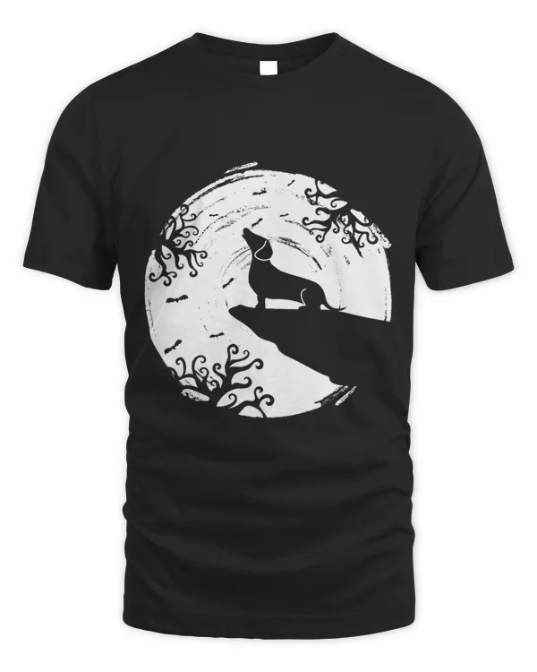 Dachshund Halloween werewolf howl full moon dogs night