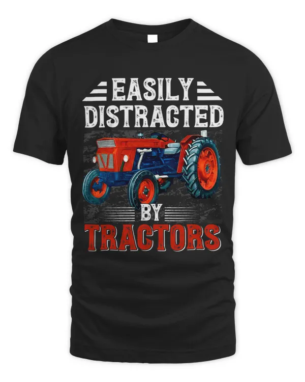 Easily Distracted By Tractors Farmer Red Tractor