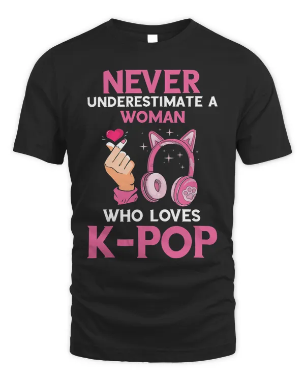Womens KPop Woman Korean Heart Headphone KPop Music Heart